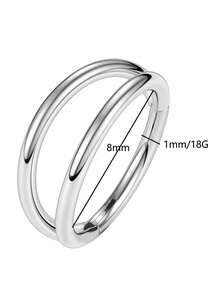 1pc Stainless Steel Double Line Nose Ring, Minimalist & Fashion Hiphop Streetwear Accessory, Unisex, Suitable For Daily & Party Wear - Multicolor - View 8