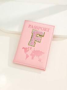 Capa Para Passaporte Com Letras De A A Z, Porta-Passaporte De Viagem Com Estampa De Mapa, Pasta Para Passaporte Rosa, Carteira Para Passaporte Para Viagens De Negócios