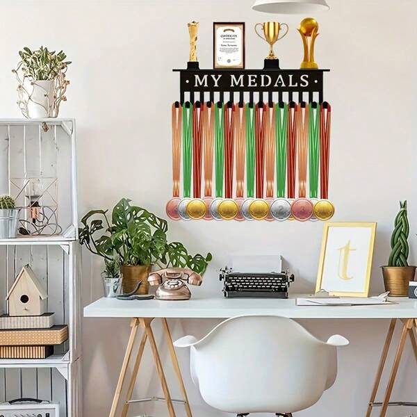 1pc 11.81inch X 3.15inch X 2.56inch Medal Display Rack Hook Suitable For Storing Medals And Ribbon Display Rack Wall Mounted Medal Hooks, Christmas Gift