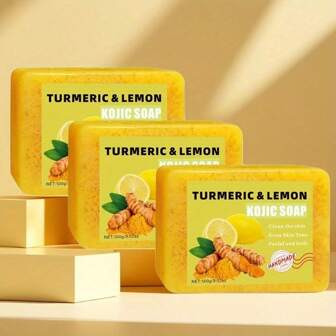 姜黄柠檬去角质皂，温和提亮肤色，深层清洁，改善粗糙，富含姜黄和柠檬提取物，温和焕新肌肤，持久留香，适合各种肤质，旅行、通勤、日常护肤皆宜，节日送礼佳品。