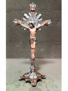 Cristo de san Benito. Escultura de resina - Plateado - Ver 5