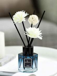 1/2 Set,50ml (1.7 Fl.Oz) Flameless Reed Diffuser Set - Ombre Blue Hexagonal Bottle With Essential Oil & Rattan Reeds | Car Air Freshener & Indoor Scented Decor For Bathroom, Bedroom, Hotel | Long-Lasting Aromatherapy Fragrance