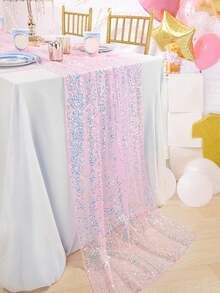 1 Stück rosa Pailletten glänzender Tischläufer, rosa funkelnde Tischdecke, Raumdekoration, Heimdekoration, Tischdekoration, rosa Meerjungfrau Thema Geburtstag Baby Dusche Hochzeit Party Küche Esszimmer Tischdekoration Zubehör, Meerjungfrau Party Dekoration, Meerjungfrau Geburtstags Party Zubehör, Meerjungfrau Dekorationen, Tischornament, Unterwasser Ozean Thema Geburtstag Dekoration, Baby Dusche Dekoration, Party Geschenke