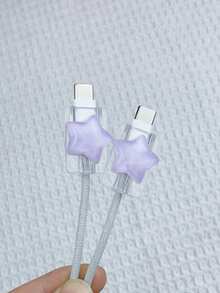 رأس شحن الهاتف بتصميم نجمي ثلاثي الأبعاد، غطاء واقي مضاد للتلف لكبل البيانات والشحن USB، واقي للشاحن - الأزرق - مشاهدة 7