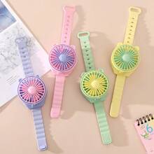1 Stück kreativer Uhr-Ventilator, Jungen, Mädchen, Kinder, Lässig Outdoor Tragbarer Mini Taschen Cartoon Trocken Batterie Ventilator, Sommer Essentiell. Sommer Kühlung, Strand, Reise