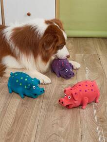 1 pieza Juguete de cerdo/perro con puntos de látex natural que produce sonidos, adecuado para perros de raza pequeña, mediana y grande para uso en interiores y exteriores - Multicolor - Ver 12