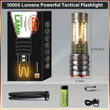 Super Bright LED Outdoor Camping Hiking Flashlight With Powerful Focused Light Source, 5 Adjustable Beams, USB Rechargeable Cell Phone, Smart Power Display, Telescopic Zoom, Perfect For Emergencies, Hiking, Camping And Outdoor Adventures. - 灰色 - 查看 9