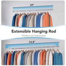 HOKEEPER Heavy Duty Clothes Rail With Wheels 120cm Metal Clothes Rack With Bottom Rack, 2 Tier Double Mobile Wardrobe With Adjustable Hanging Rails For Clothes, Chromed Steel, Silver - Silver - View 5