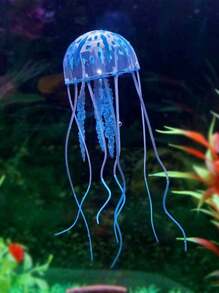 Glowing Jellyfish Ornament Decoration For Aquarium Fish Tank - Slow Floating Aquarium Ornament - Ocean Theme Aquascape Decor - Luminescent Jellyfish Ornament For Zen Aquarium - Mood Enhancing Decor With Gentle Water Flow Effect - Fish Safe Silicone Ornament For Saltwater & Freshwater Tanks - Anti-Floating Design For Betta Fish Tanks