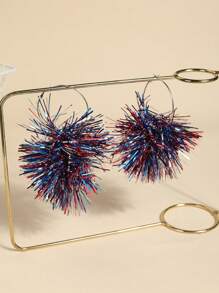 2 pièces Boucles d'oreilles à feux d'artifice larges et brillantes, boucles d'oreilles de fête exagérées de style de rue rouges/blanches/bleues, boucles d'oreilles pour femmes avec ambiance de festival