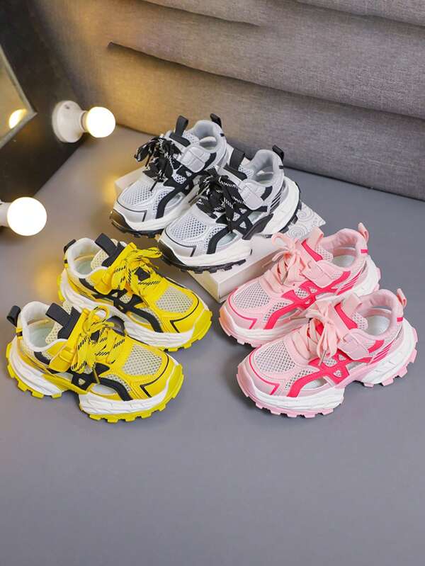 1 Pair Girls' Fashion Versatile Casual Chunky Sneakers, Spring New Arrival