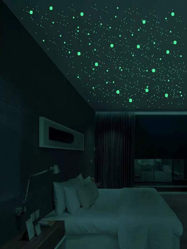 1 pieza Decoración pared fluorescente Luna y estrella, Decoración sala de estar, Decoración de habitación, Decoración de espejo, Decoración DIY, Decoración de refrigerador, Decoración de armario, Último estilo 1 pieza, se puede seleccionar individualmente o en combinación