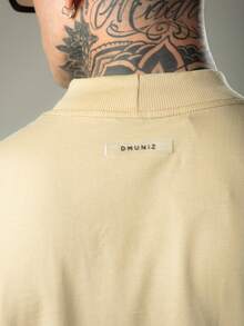 DMUNIZ Oversized Streetwear T-Shirt Printed Chest Basic Turtleneck Dmz005 - Khaki - View 2