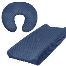 Set de 2 piezas Funda para colchoneta de cambio de pañales y funda de almohada de lactancia de Minky para bebé, ultra suave con lunares de Minky, conjunto de fundas para tabla de cambio y almohada de lactancia