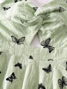 Abito mini con scollo a V con volant, cinturini e schiena scoperta in stile punk e distressed di Y2K, per l'abbigliamento casual estivo