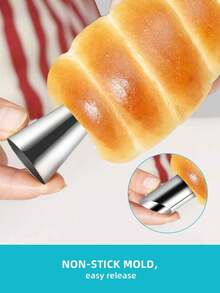 5 Inch Large Stainless Steel Cannoli Forms Non-Stick Cream Horn Danish Pastry Molds For Croissant Shell Cream Roll Pack Of 12, Croissant Bread Tube Set, Kitchen Cake Mold, Pancake Roll Mold, Horn-Shaped Baking Tools For DIY Making Croissant Pastries, Bread, Cookie And Dessert Home Use - - - View 2