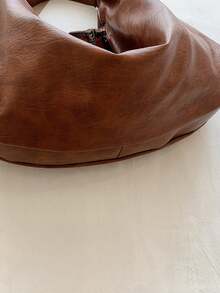 Fashionable, Simple And Soft Artificial Leather Large Capacity Shoulder Bag, Can Be Used As A Handbag, Suitable For Shopping And Commuting. - Brown - View 7