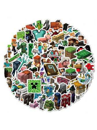 Minecraft 120Pcs  Officially Licensed Vinyl Stickers Containing Various Animal Characters Weapon Steve Creeper Ender Dragon Pickaxe Mug Luggage Phone Computer Skateboard Guitar Waterproof Decorations Storage Party DIY Supplies For Family Friends Party Birthday Gift Fashion Jewelry Ladies Inspirational Friendship Jewelry For Music Lovers School Supplies, Back To School