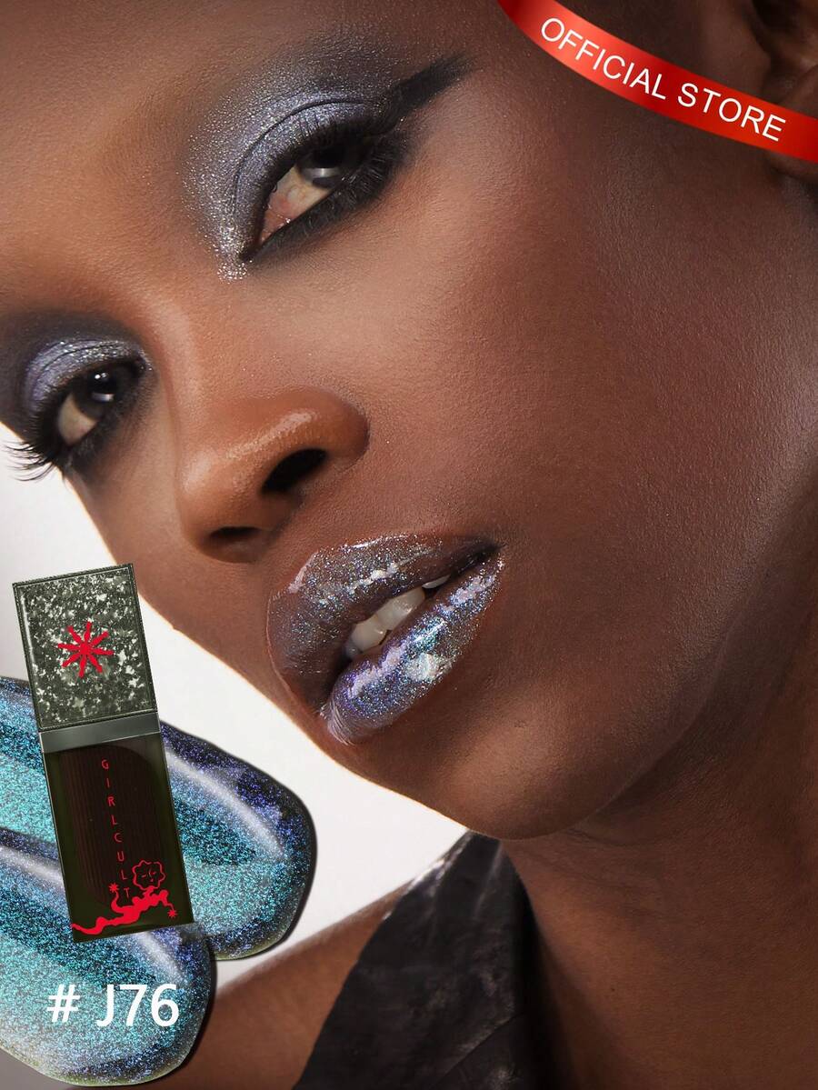 GIRLCULT Unreal High Shine Lip Glaze Chameleon Liquid Lipstick J76, Oil-Based Diamond Shiny Glitter Lip Gloss, Sparkly Metallic Color Intense Shimmery Finish, Long Wears, Holographic Talc Free 3.5ml(0.12 Fl.Oz),GIFT - J76 Spiders - 查看 1