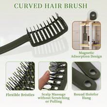 Hollow Salon Tools Hairdressing Scalp Curly Wet Vented Detangle Massage Curved Nylon Comb ABS Hairbrush
