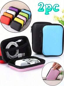 1/4pcs Hardshell Storage Case With Mesh Pockets, Portable Electronic Organizer Box For Cables, Chargers, USB Drives - Zipper Closure Travel Friendly Accessory Pouch, Travel Essentials School Supplies, Christmas & Valentine's Gift For College Students Back To School