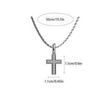 1pc Minimalist Rhinestone Cross Pendant Necklace, Casual Everyday Wear For Men, Hiphop/Punk Style