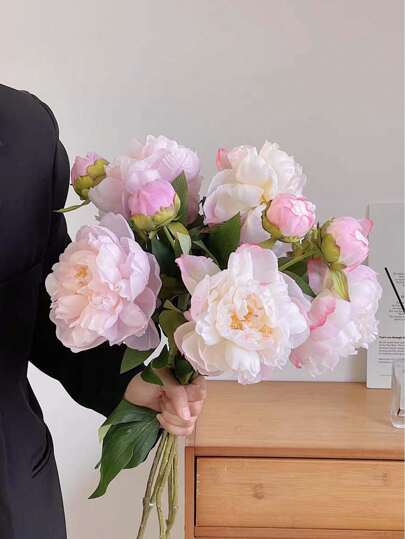 1/3PCS 26.77inch Long Stem Silk Peony Artificial Flower, Suitable For DIY Wedding Flower Wall, Scene Layout, Living Room Bedroom Vase Flower Art, Party, Home Decoration, Desktop Filler, Office Decoration, Mother's Day Gift, Graduation Decoration, Rose