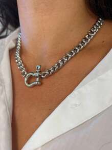 1 buc bijuterii impermeabile 18K placate cu aur din oțel inoxidabil cutie lanț Choker dublă culoare cataramă groasă pandantiv colier pentru femei bijuterii