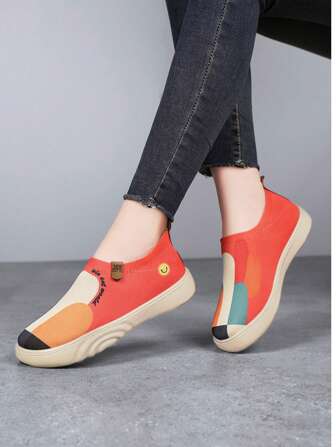 Scarpe casual da donna in maglia traspirante, leggere, con suola morbida, antiscivolo e dipinte