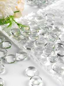 10/20/50/100 piezas Piedras de vidrio transparente, bolas de vidrio planas, piedras decorativas de vidrio transparente para manualidades DIY, decoración de mesa, acuarios, decoración floral, mosaicos, portavelas, decoración de chimeneas y hogar, decoración de jarrones y floreros
