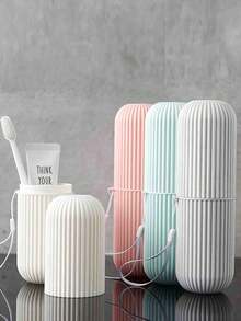 1pc Portable Travel Toothbrush Case With Toothpaste Holder - Compact, Hygienic, Durable - Perfect For Camping And Traveling, Easy To Carry Travel Must Have The Design - Multicolor - View 1