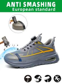 Zapatos de trabajo para hombres con puntera de acero, resistentes al impacto, anti-perforación, resistentes al desgaste, suela antideslizante, cómodos y ligeros, aptos para actividades al aire libre y seguridad