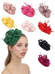 1pc Women's Exaggerate Straw Fascinators Headband Hat Clip Wedding Hair Accessories Flower Artificial Feathers Fascinator Hat Kentucky Derby Hat Hairband For Cocktail Tea Party Hat Mini Hats Tiny Hats Mini Top Hat Mini Cap, Gifts, Classy, Festival Outfits, Rave Accessories