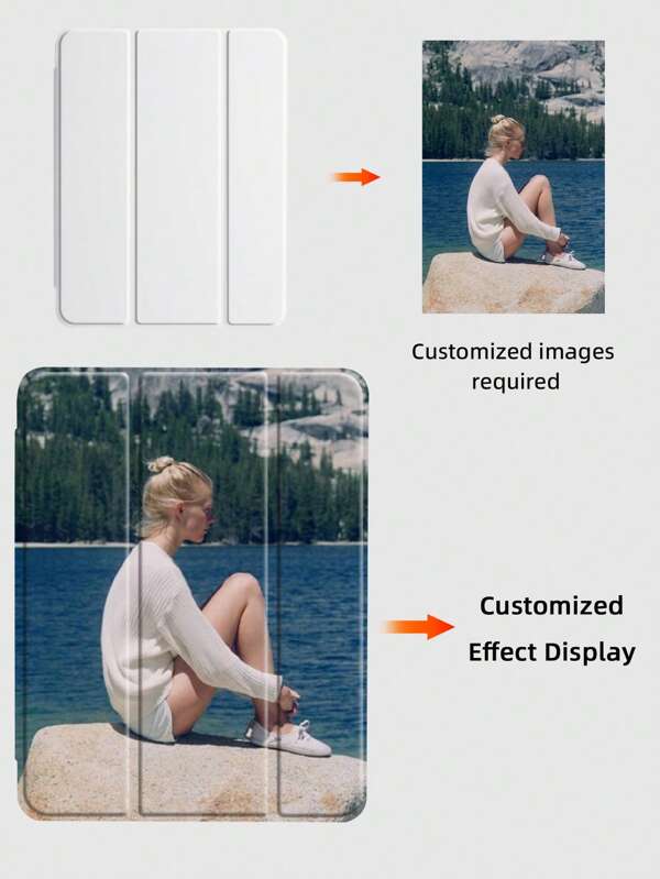 1pc Customized Transparent Pencil Slot Tri-Fold Tablet Case With Beautiful Allover Print Image, Personalized With Portrait, Pet Dog, Floral, Any Image, Clear Color Printing, TPU Soft Edge Protection, Built-In Pencil Slot, Tri-Fold Stand, Magnetic Sleep/Wake, Minimalist/Elegant/Creative/Personalized Tri-Fold Tablet Case,Cell Phones & Accessories,Season Picks,2025phonecase