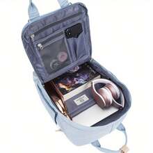 Modern Urban Unisex 'Wimbledon'Backpack In A Classic Slim Simple Design – Fits Laptop Up To 13'' - Light Blue With Lilac - View 5