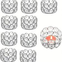 Set Of 10/4/1 Silver & Gold Crystal Candle Holders, Perfect For Elegant Dining Table Centerpieces, Weddings, Parties And Creative Gifts, Suitable For Decorating Christmas, Halloween And Other Holidays