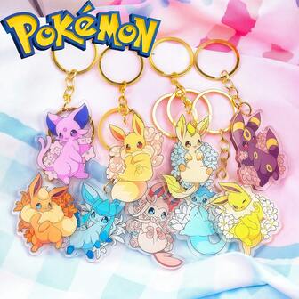 pocket monsters Pokemon Eevee Acrylic Keychain - Cute Cartoon Charm, Quickly Find Your Keys, Anime Accessory, Easy To Carry, Won't Easily Fall Off. Say Goodbye To Key Clutter! Car Accessories Bag Charm School Goth Y2k Bag Accessories Lanyards With Id Holder Car Accessories Bag Charms Christmas Gift