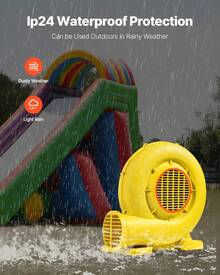 Inflatable Blower, 380W&450W, 0.5 & 0.6 H P Bounce House Blower, Pump Commercial Air Blower For Inflatables, Bouncy Castle Electric Air Blower Fan Perfect For Bounce House, Waterslides, Yellow - US A Type Plug(110-127V) - View 4