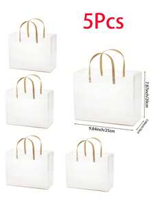 10 件 - 带手柄的透明礼品袋，带棕色草编手柄的可重复使用塑料袋，透明磨砂礼品袋，礼品包装袋，婚礼派对礼品袋，花袋，圣诞礼品包装袋，礼品，新娘送礼会，毕业季礼物 - 彩色 - 查看 11