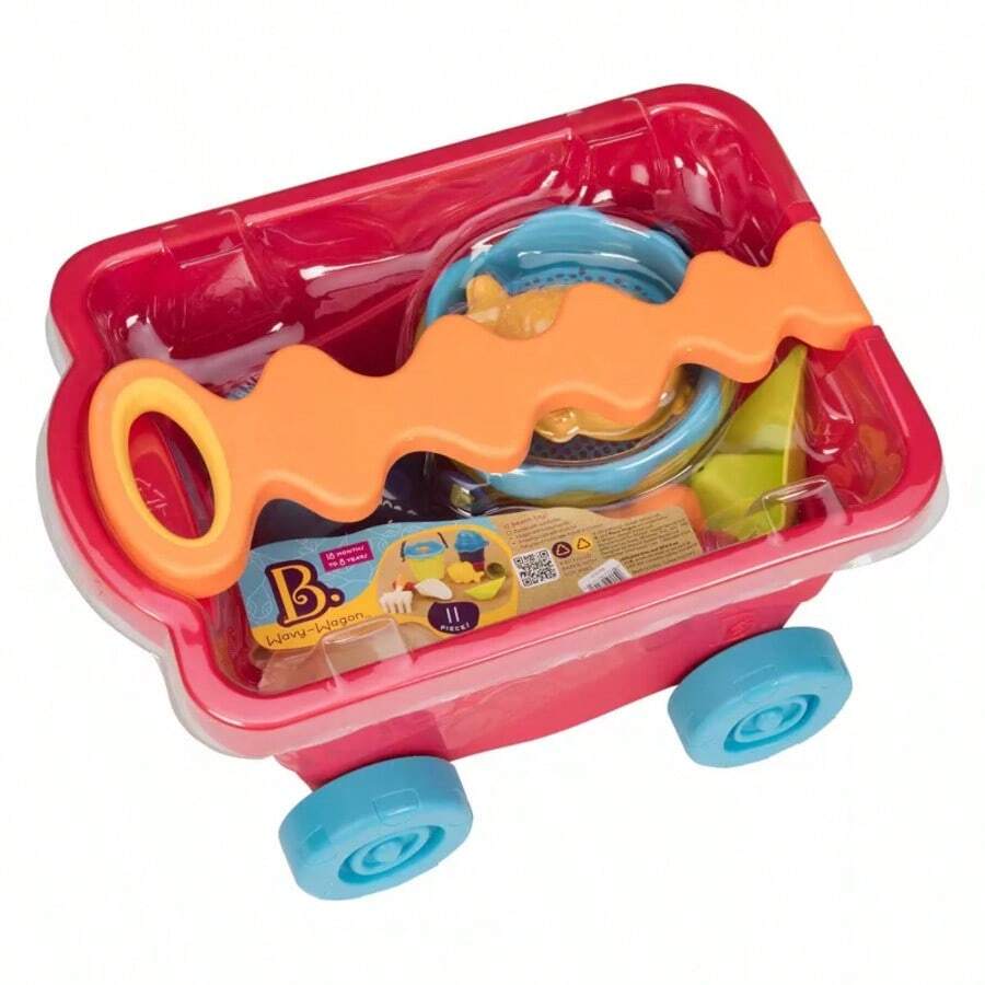 B. Toys Wavy Wagon Summer Beach Wagon  10 Sand Toys - 1 - View 1
