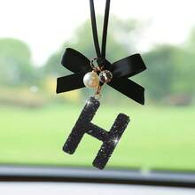 1pc Random Rhinestone Letter Car Rearview Mirror Hanging Decor, Women Rhinestone Bag Charm - Multicolor - View 1
