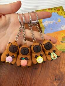 1/4 件可爱水豚水果钥匙扣 - 可爱硅胶卡通动物钥匙扣，适合夏季派对礼物、毕业礼物、返校礼物、朋友和情侣礼物 - 香蕉、鳄梨、西瓜、冰淇淋风格汽车配件哥特 Y2k - 多色 - 查看 17