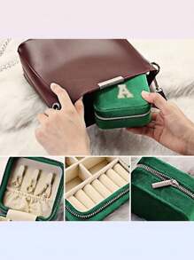 1pc Customizable Alphabet Jewelry Box Portable Jewelry Travel Storage Bag Mini Pearl Jewelry Box Bridesmaid Gift Box Compact Jewelry Box Earring Necklace Ring Jewelry Storage PU Leather Jewelry Box Creative Portable Jewelry Box Earring Gift Box Valentine's Day Gift Mother's Day Gift Halloween Gift Christmas Gift Bathroom Accessories Back To School