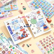 Xinmo Shuangpin M5 Sticker Book, New Highly Attractive Cute Cartoon Ins Style Notebook Decoration Material Sticker Book, Can Write Sticky Notes, Suitable For Girls DIY Graffiti Painting Educational Toy Sticker Book, School Supplies,Back To School