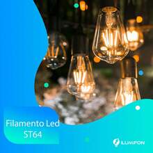 ILUMIFON Lâmpada Filamento Led St64 Vintage Retro Bivolt - Branco Quente - Visão 2