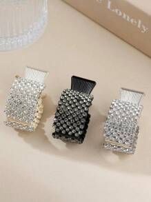 Luxuriöser Haarklammer aus Metall mit Strass für Damen zum Fixieren eines hohen Pferdeschwanzes, rutschfest, modisch und elegantes Haaraccessoire, geeignet für Alltag, Lässig, Party, Pendeln, Urlaub, Haarstyling, Pferdeschwanz Dekoration, Bekleidungszubehör, Styling Werkzeuge für Frauen, flacher Krallenclip, Krallen Clips, Haarclips, Haarspangen, Haarklammern