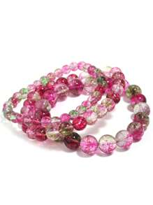 1 pieza Pulsera elástica con cuentas de estilo bohemio con sandía y cuarzo fantasma, cuentas redondas de piedras naturales, accesorio diario y festivo para mujer, se ajusta a todas las estaciones