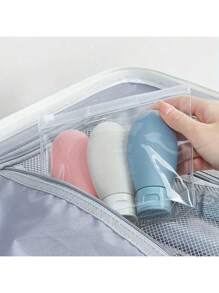 Conjunto de 3 frascos de viagem, recipientes recarregáveis de silicone à prova de vazamento, espremíveis para xampu, condicionador e loção - Recipientes cosméticos de 2,03 onças aprovados pela TSA, feitos sem materiais que contenham álcool.