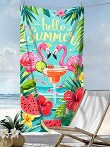 Telo da spiaggia in microfibra da 250 gsm super assorbente e ad asciugatura rapida, con stampe tropicali di fenicotteri, gatti neri, leopardi, tigri, mandrie di cavalli e design con testi inglesi a cartoni animati. Adatto per spiaggia, yoga, viaggi, campeggio, nuoto, picnic, decorazione da bagno per vacanze estive. Dimensioni disponibili: 70*140cm o 90*180cm