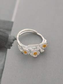 Flyleaf 1 Piece Vintage S925 Sterling Silver Branch Plum Blossom Flower Open Rings For Women Female Retro Daily Wear Naturalism Fine Jewelry
